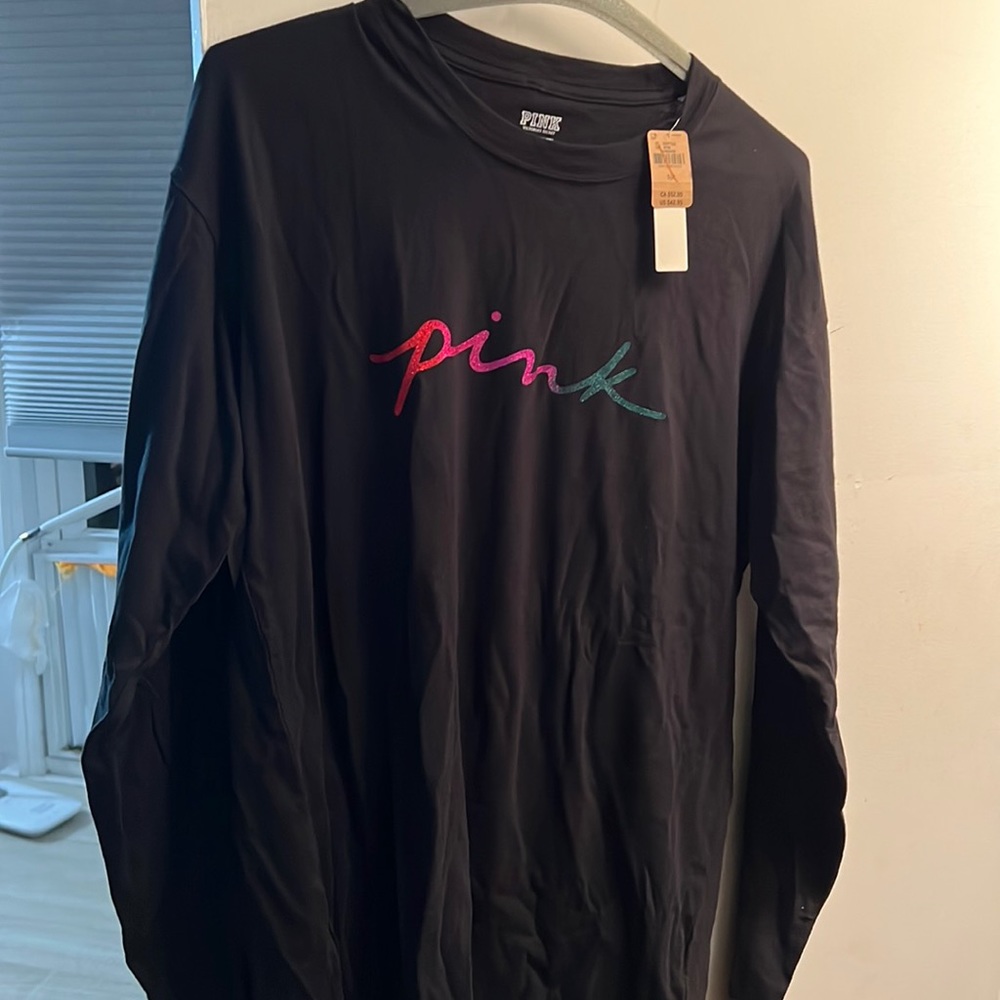 Vs pink multicolor logo tee long sleeve